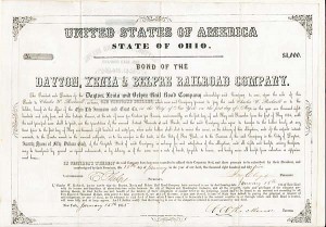 Dayton, Xenia and Belpre Railroad Company - $1,000 - Bond (Uncanceled)