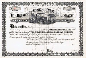 Delaware and Otsego Railroad - Stock Certificate