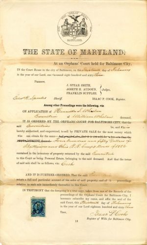 State of Maryland Document dated 1863 - Americana