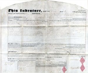 1844 Indenture Deed for Land