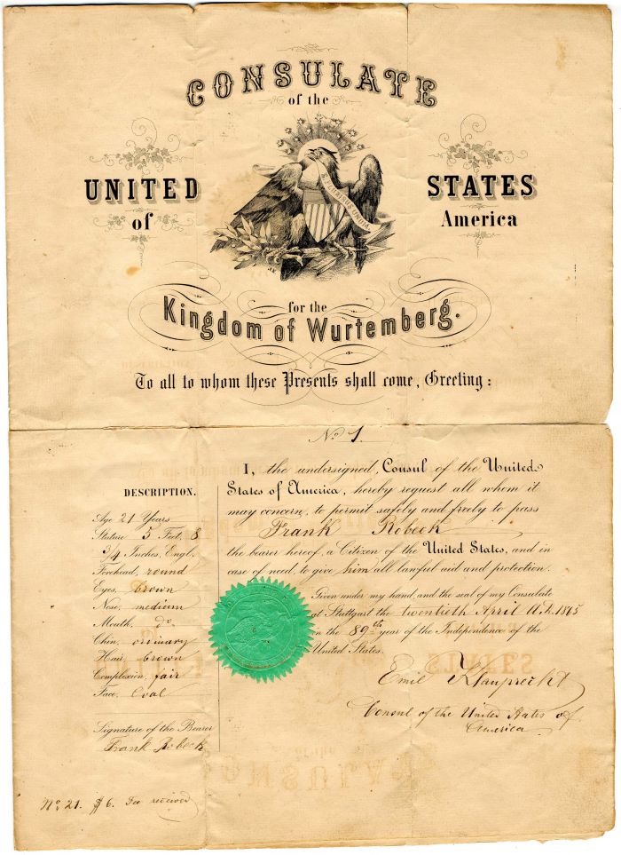 Passport of 1865