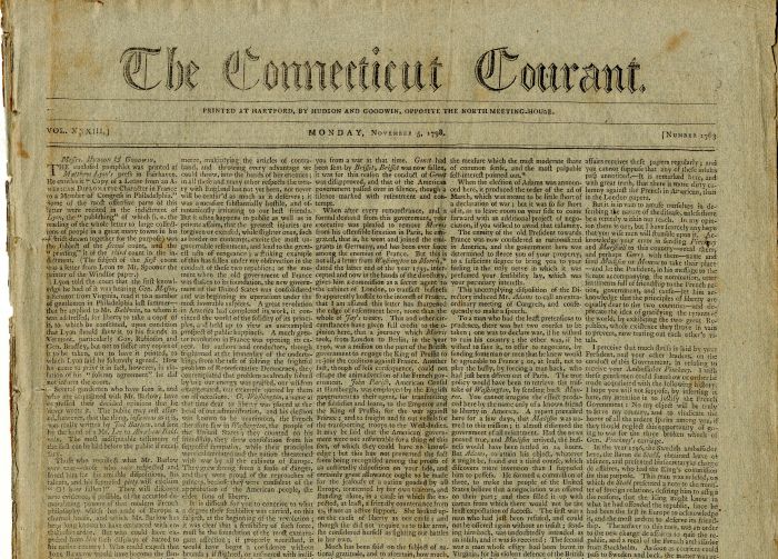 The Connecticut Courant - 1798 Dated Newspaper - Americana