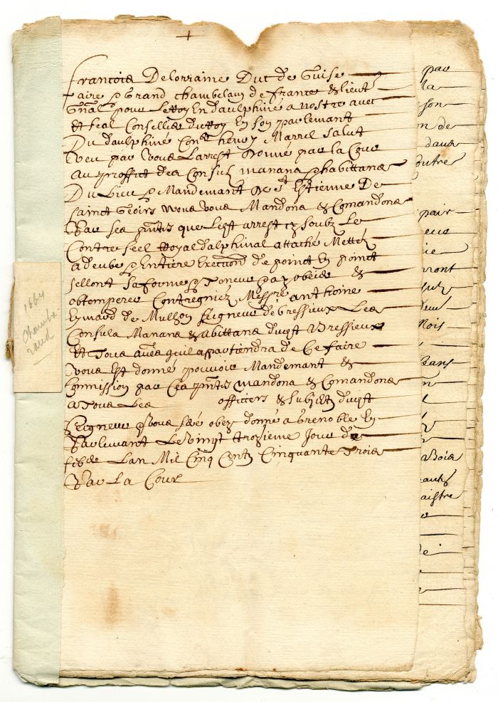 1664 French Document - Early Stocks and Bonds