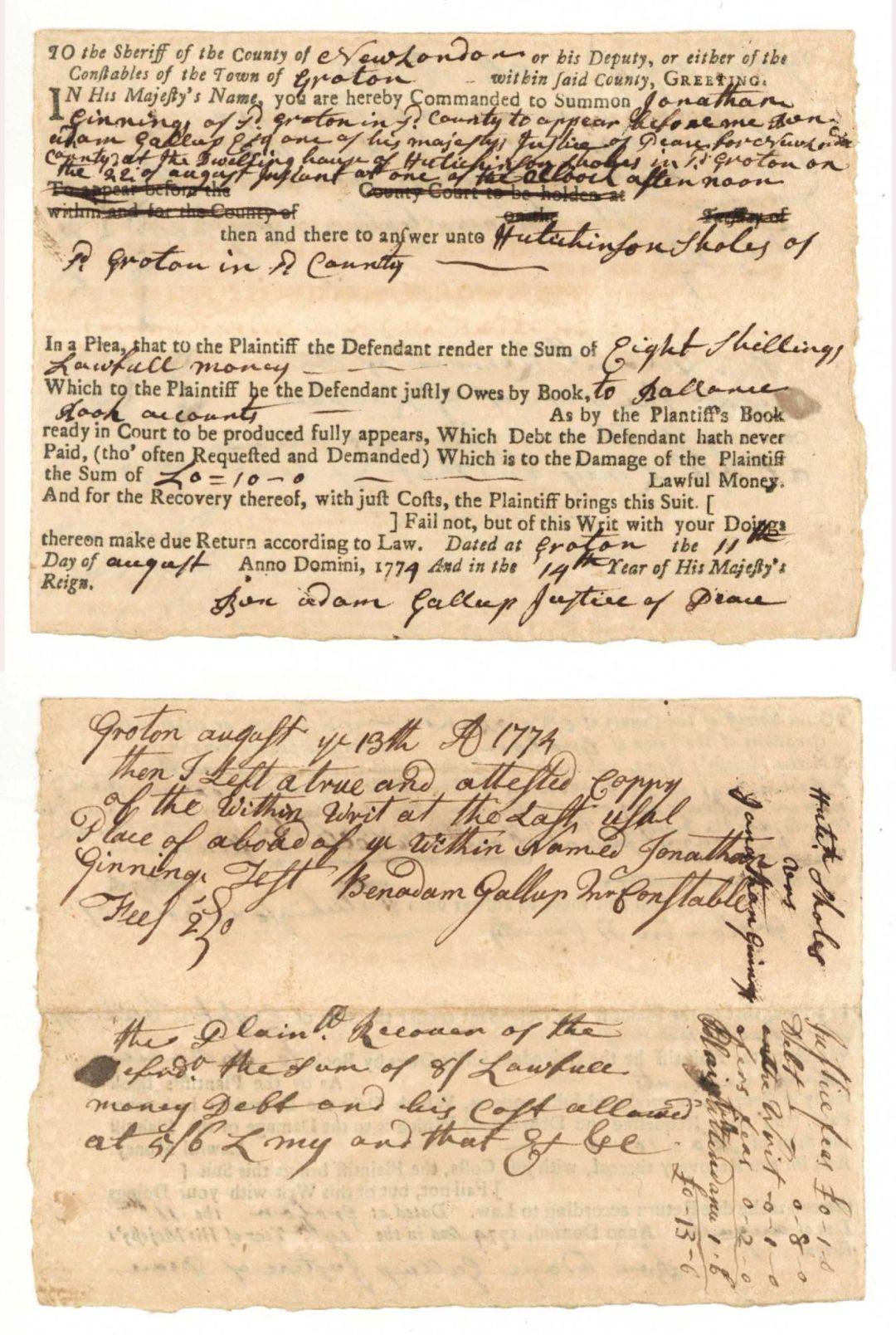1771 dated Court Document - Early Massachusetts Document - Americana