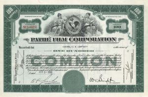 Pathe Film Corp. - 1935-1941 dated Stock Certificate (Uncanceled)
