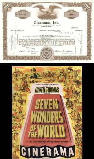 Cinerama, Inc. and  Booklet - 1956 dated Entertainment Stocks and Bonds