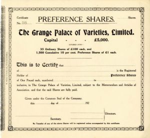 Grange Palace of Varieties, Limited