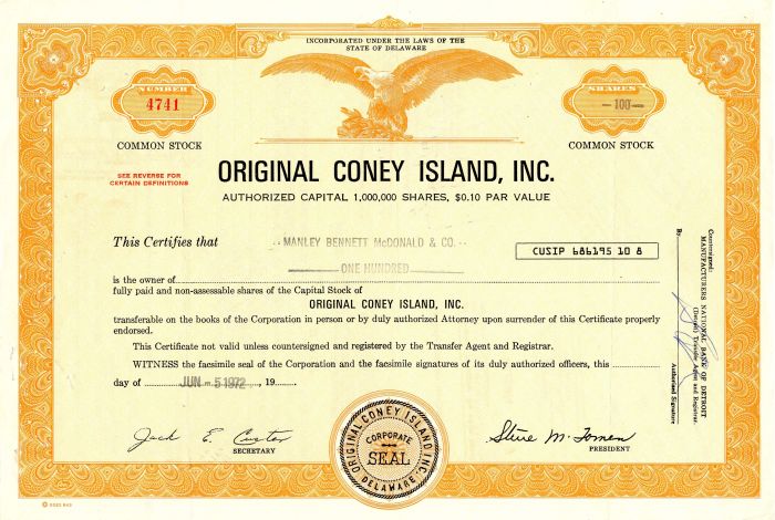 Origianl Coney Island, Inc.