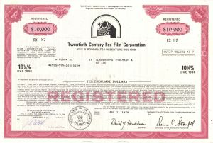 Twentieth Century-Fox Film Corp. - 1978 dated $10,000, $5,000 or $1,000 Bond