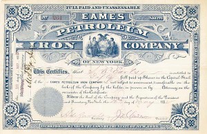 Eames Petroleum Iron Co. of New York - Stock Certificate (Uncanceled)