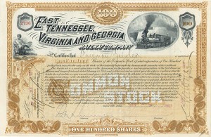 East Tennessee, Virginia and Georgia Railway Company - Stock Certificate