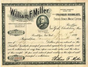 William F. Miller Investments Interest Receipt - Stock Certificate