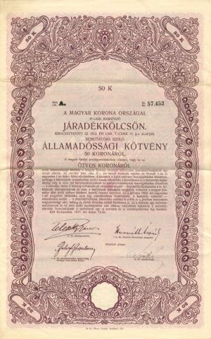 Kingdom of Hungary - Various Denominations Bond