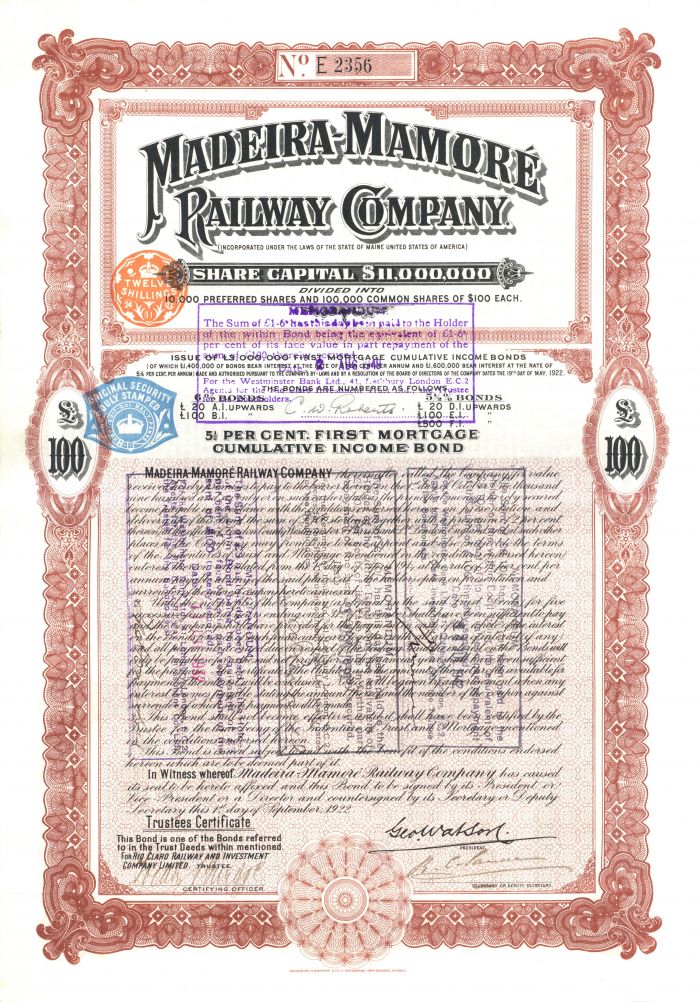 Madeira-Mamore Railway Co. - Bond