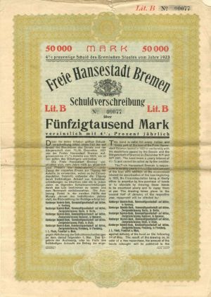 Freie Hansestadt Bremen - 50,000 Mark - German Bond