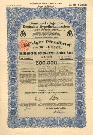Gemeinschaftsgruppe Deutscher Hypothekenbanken - 500,000 or 50,000 Mark - Bond