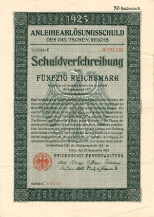 Anleiheablosungsschuld des Deutschen Reichs - 50 Reichsmark - Bond