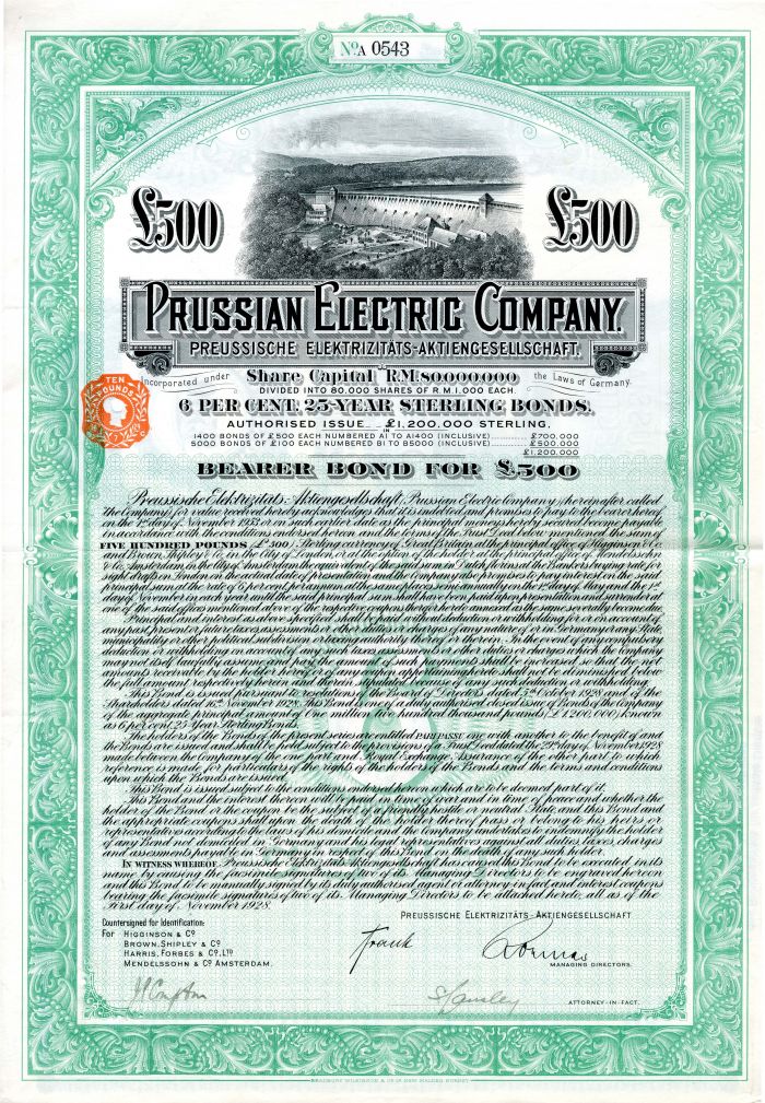 Prussian Electric Co. - £500 Bond