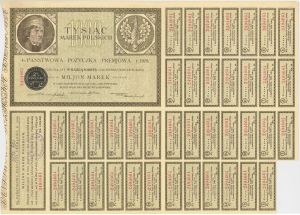 Tysiac Marek Polskich - State Premium Loan - 1920 dated 1,000 Polish Marks Bond - Poland