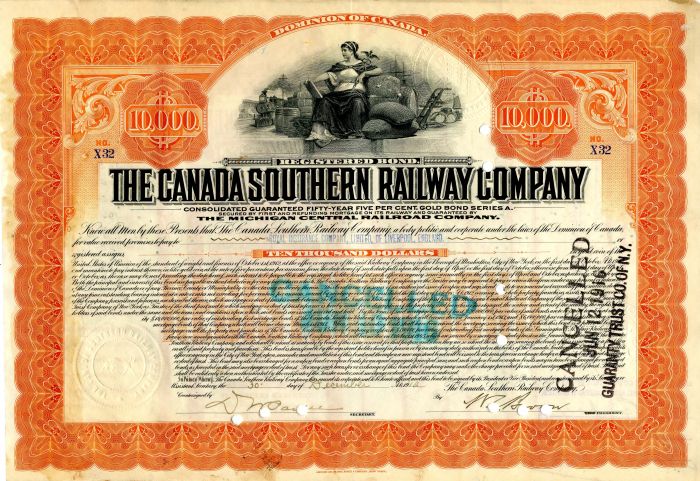 Canada Southern Railway Co. - $10,000 Bond