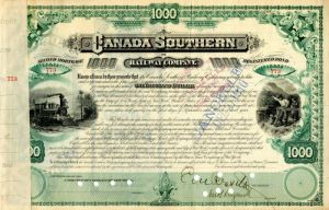 Canada Southern Railway Co. - $1,000 Bond