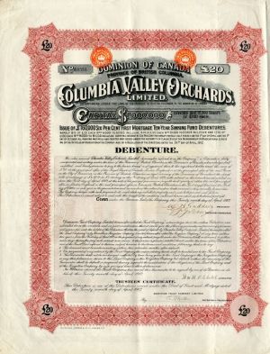 Columbia Valley Orchards Limited - £20 Bond