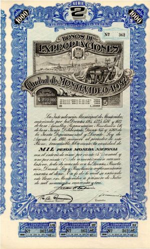 Republica Oriental Del Uruguay Bonos De Expropiaciones - Bond