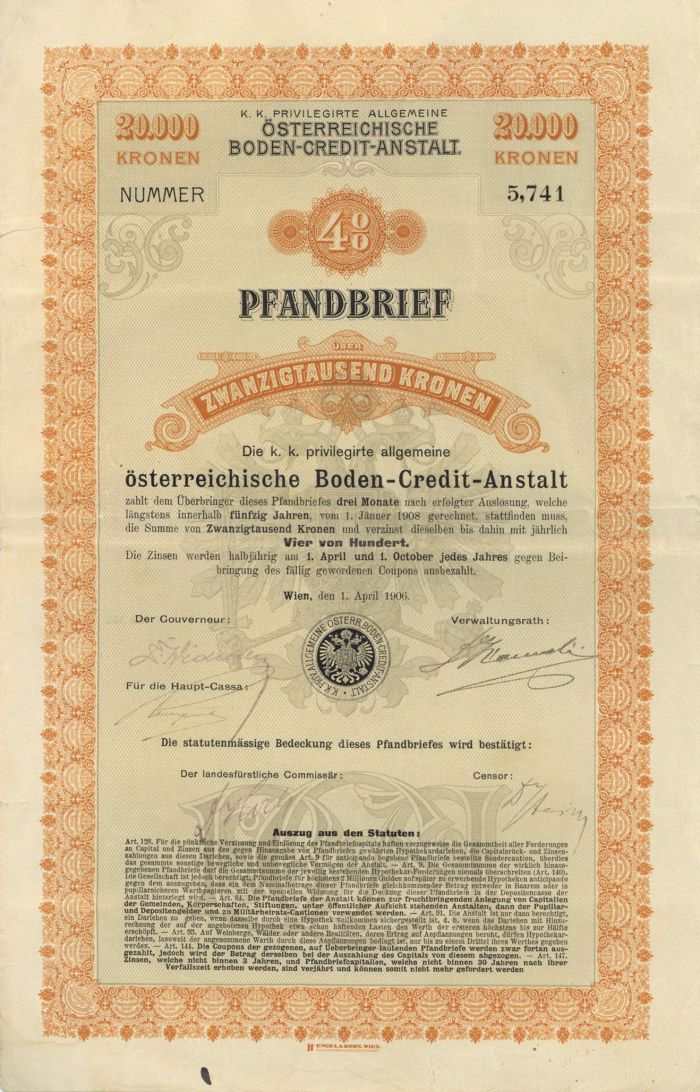 Austria - 20,000  or 200 Kronen Bond
