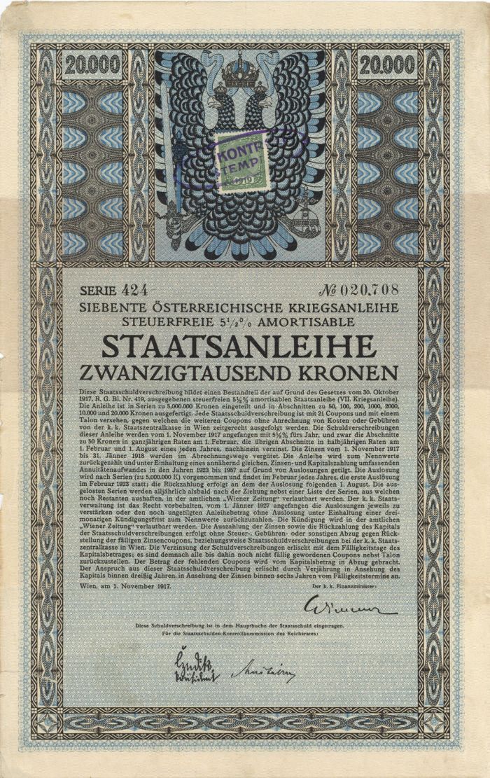 Austria - Various Denominations Kronen Bond