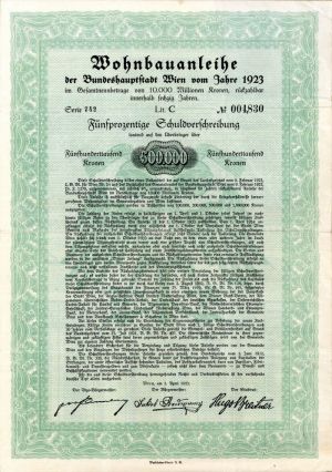 Germany - 500,000 or 100,000 Kronen Bond