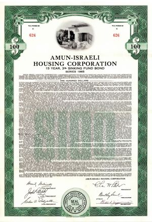 Amun-Israeli Housing Corp. - $100 Foreign Bond