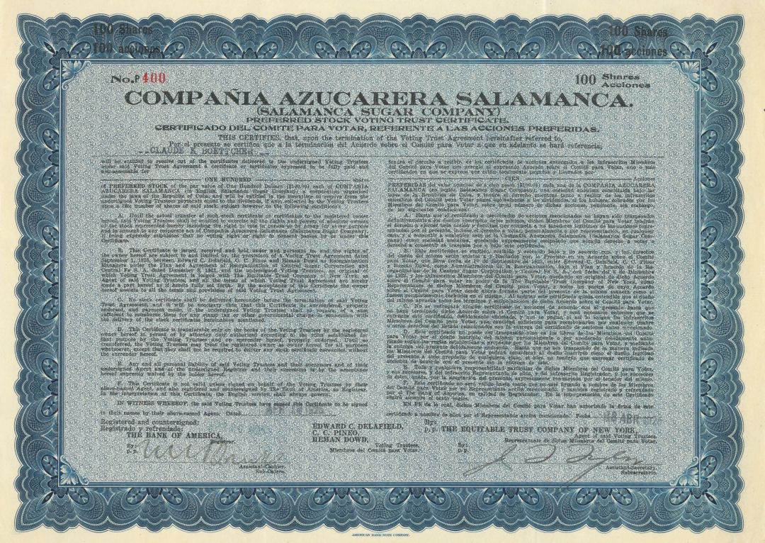 Consolidated Railroads of Cuba - 1959 10,005 Pesos Bond