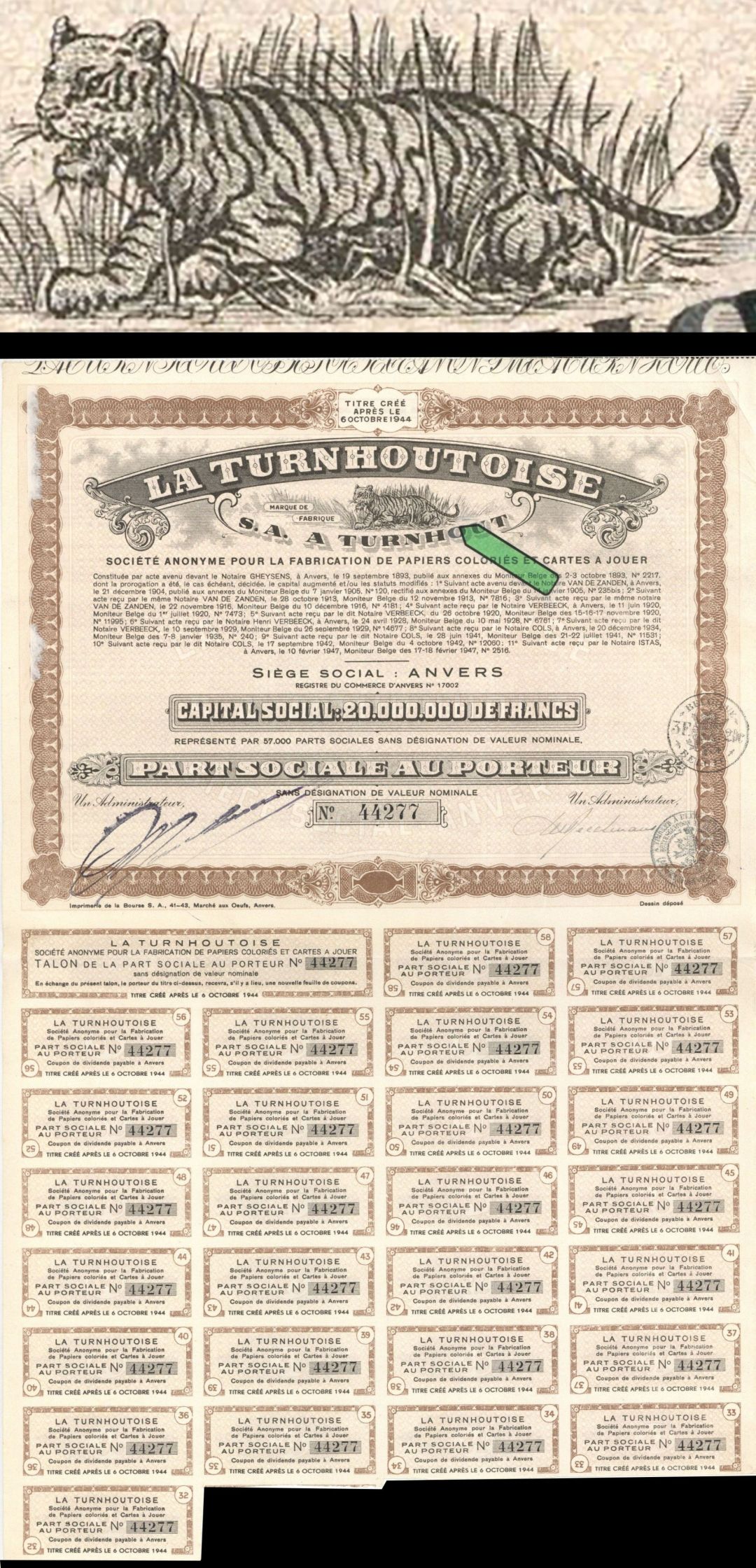 La Turnhoutoise - 1944 dated Foreign Bonds