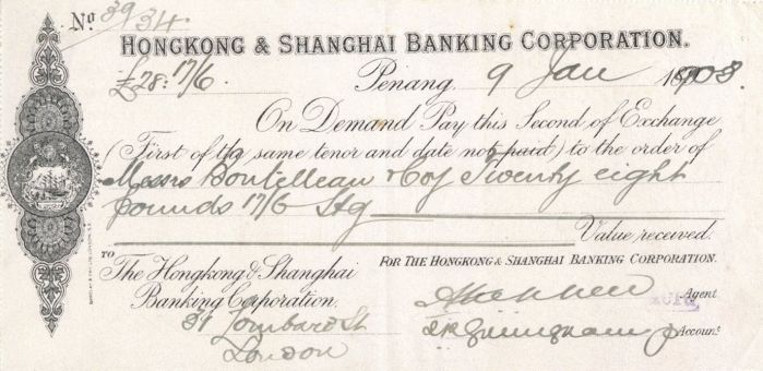 Hongkong and Shanghai Banking Corporation - Foreign Checks