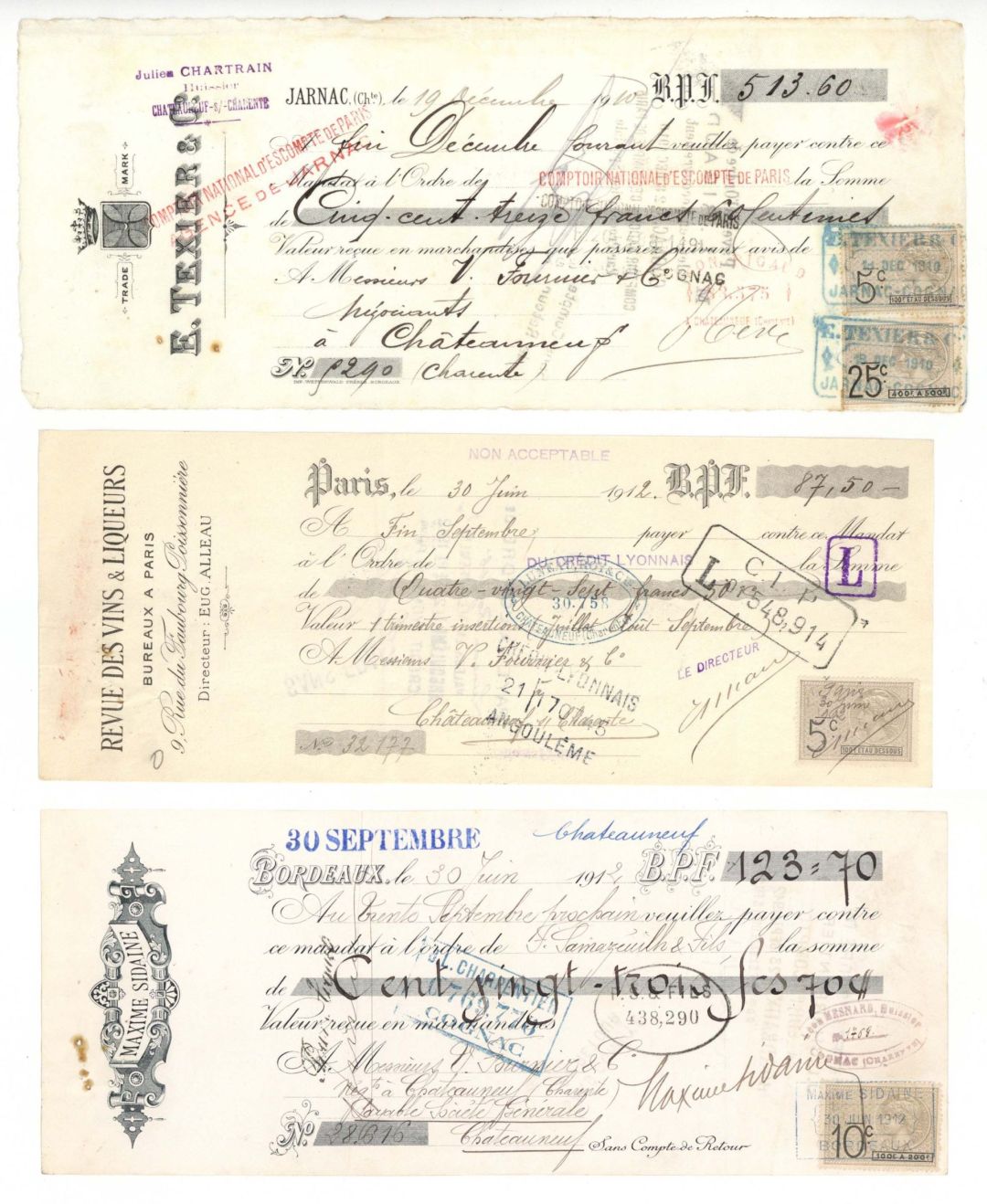 Maxime Sidaine, Revue Des Vins and Liqueurs or E. Texier and Co. -  1910 or 1912 dated Check