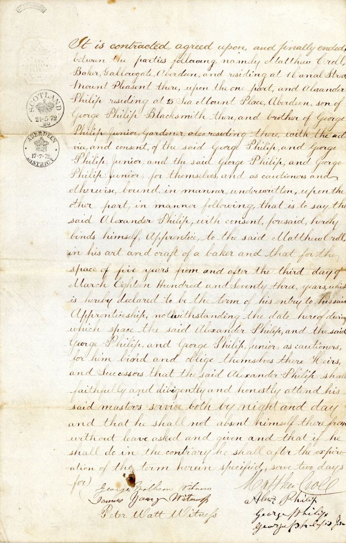 Indentured Servant Document from Scotland - Foreign Documents