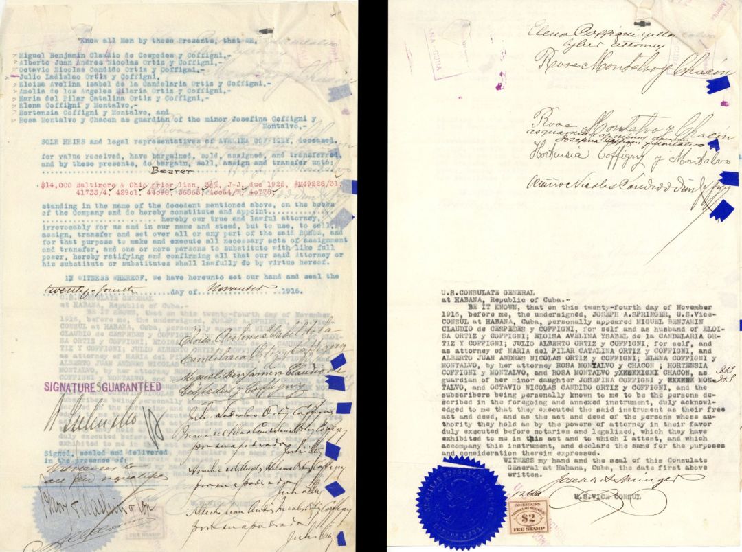  Cuban Documents dated 1916 - Foreign Documents