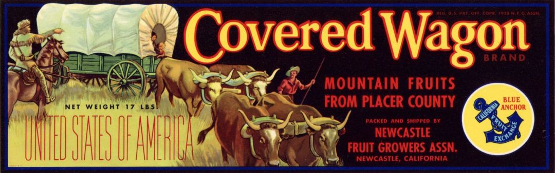 Covered Wagon - Fruit Crate Label - Americana