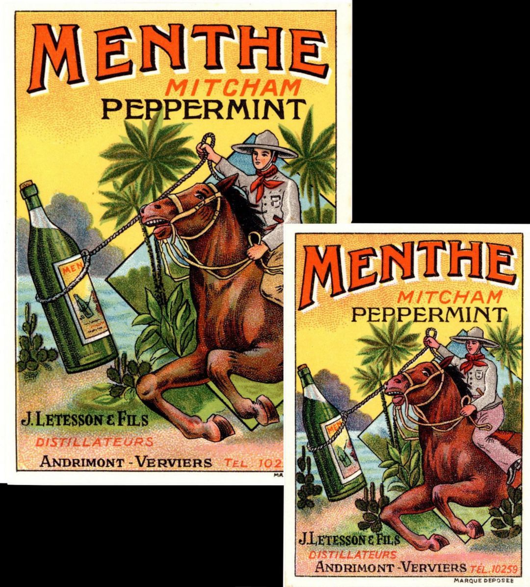 Peppermint Crate Label - Menthe - Pair of Fruit Crate Labels - Americana