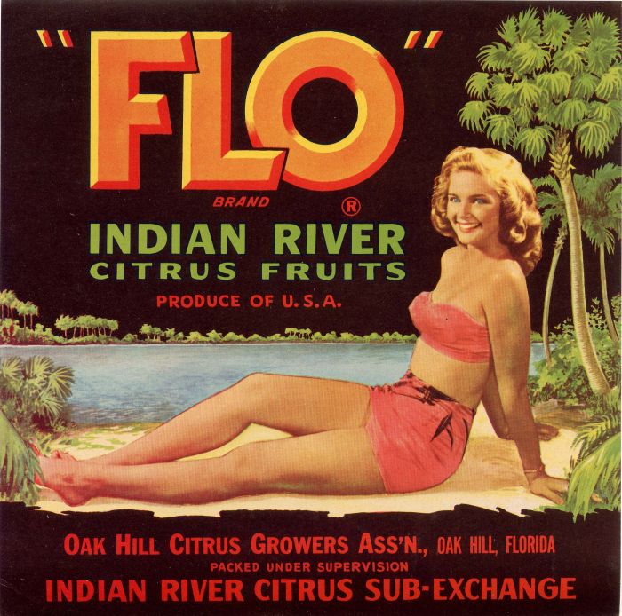 Flo Brand Indian River Citrus Fruits - Fruit Crate Label