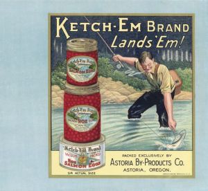 Ketch-Em Brand Lands' Em - Fruit Crate Label