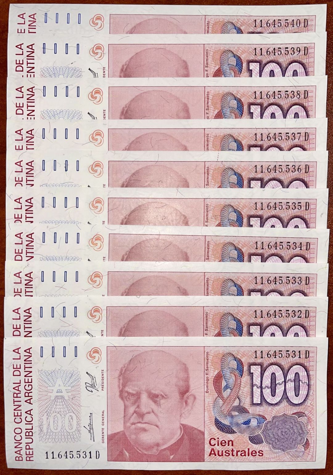 Argentina - Pick-327c - Group of 10 notes - 1985 dated Foreign Paper Money