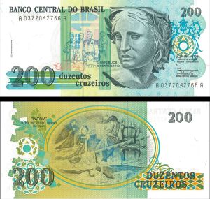 Brazil - 200 Cruzeiros - P-229 - 1990 dated Foreign Paper Money