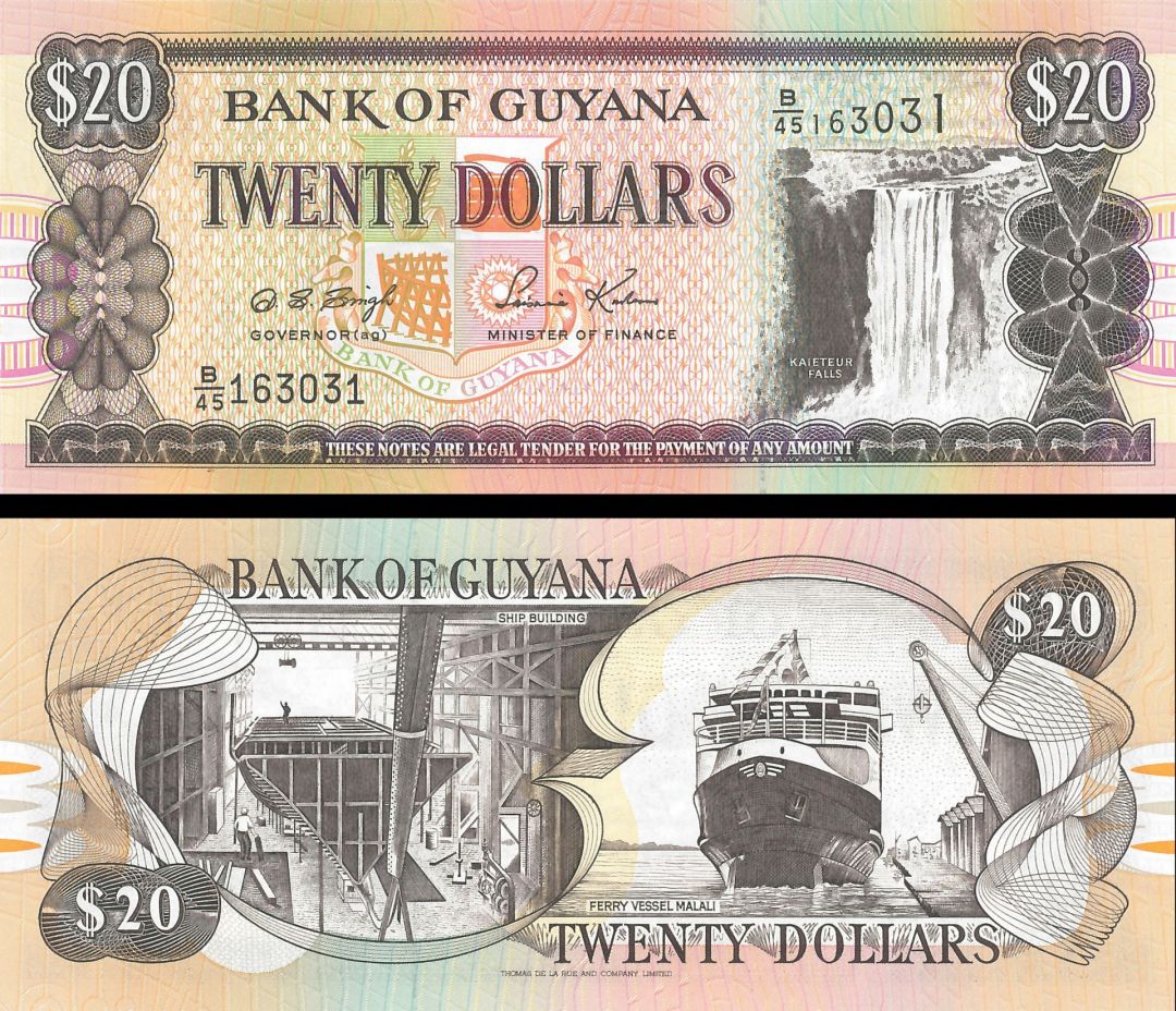 Guyana - 20 Dollars - P-30 - 1996 dated Foreign Paper Money
