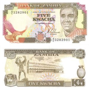 Zambia - 5 Kwacha - P-30a - 1989 dated Foreign Paper Money