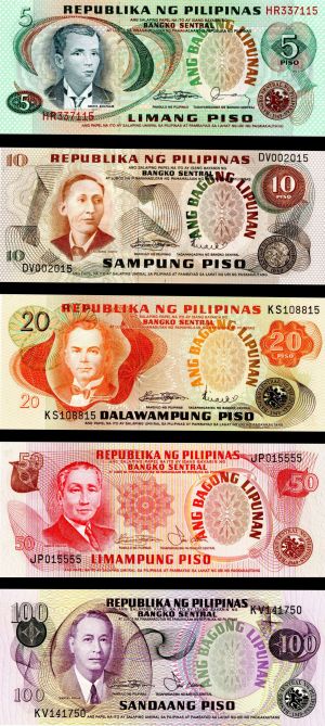 Philippines Set of 5 Notes - Foreign Paper Money