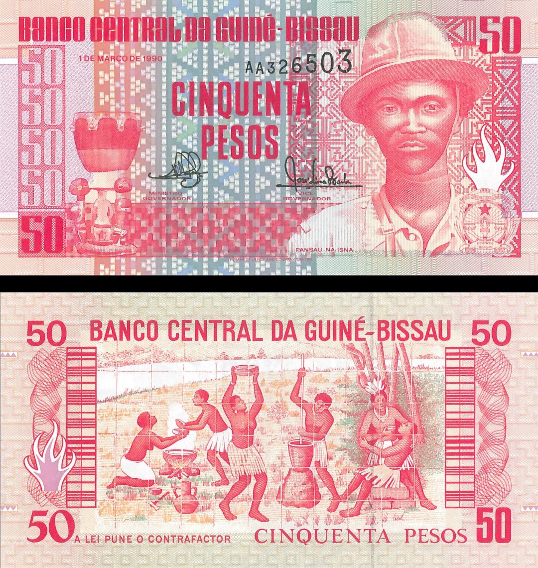 Guinea-Bissau - 50 Pesos - P-10 - 1990 dated Foreign Paper Money
