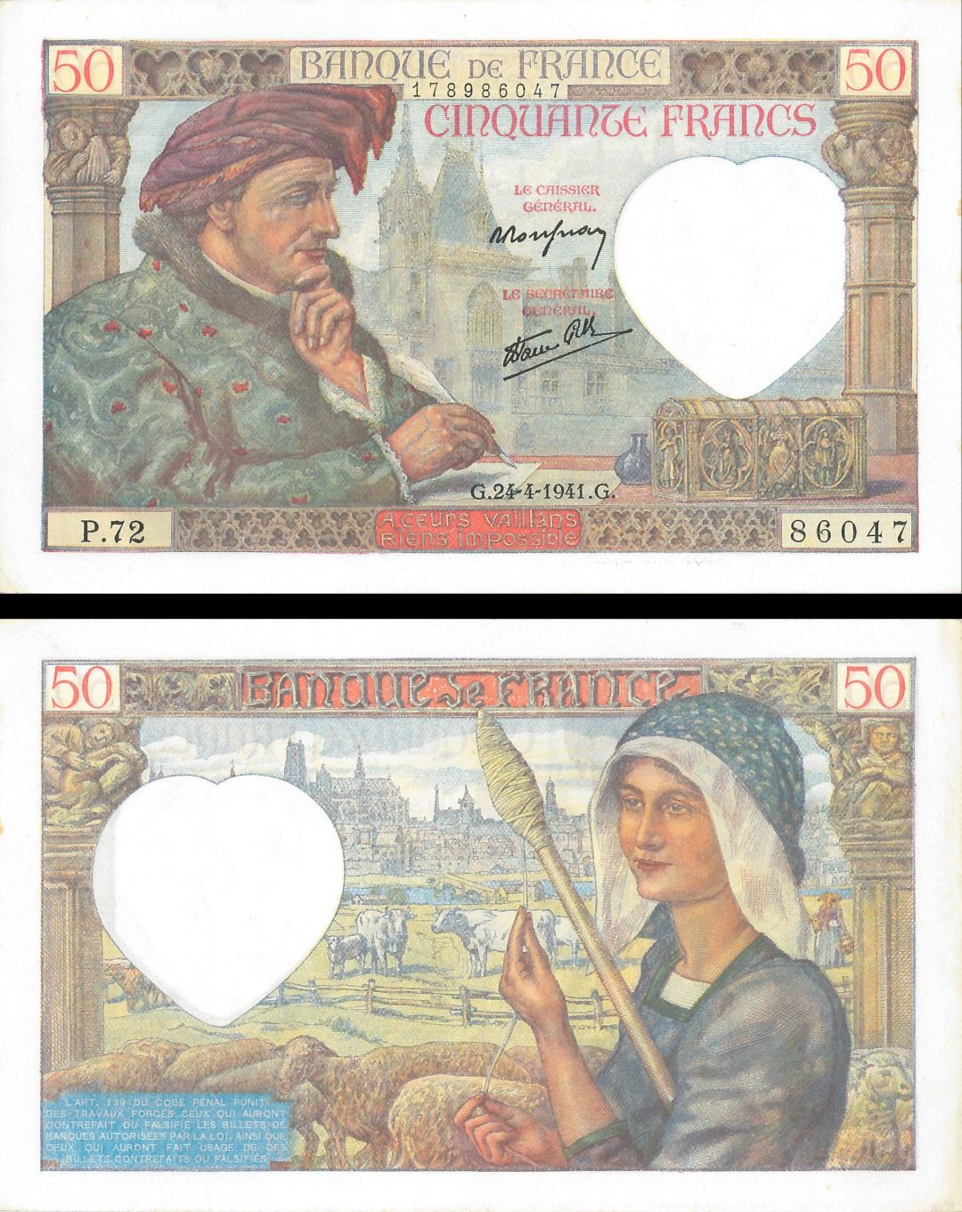 France - 50 Francs - P-93 - dated APR.24.1941 - Foreign Paper Money