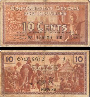 French Indo China - 10 Cents - P-85c - 1939 dated Foreign Paper Money