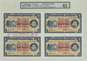 Scotland - PMG Graded Uncut Sheet of 4 P-S816aP - Foreign Paper Money